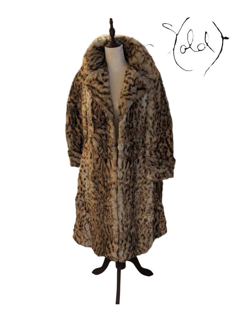 Vintage Leopard Print Faux Fur Coat - French Elegance