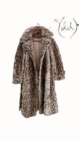 Vintage Leopard Print Faux Fur Coat - French Elegance