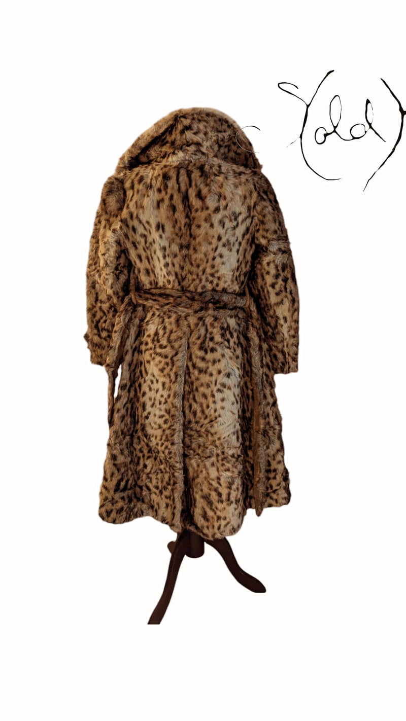 Vintage Leopard Print Faux Fur Coat - French Elegance