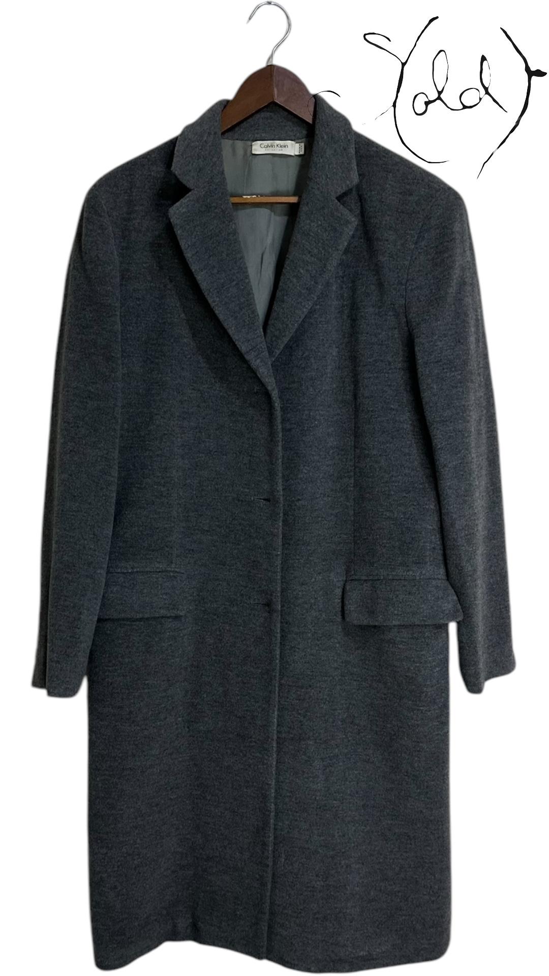 Calvin Klein Grey Cashmere Blend Coat – Understated Elegance