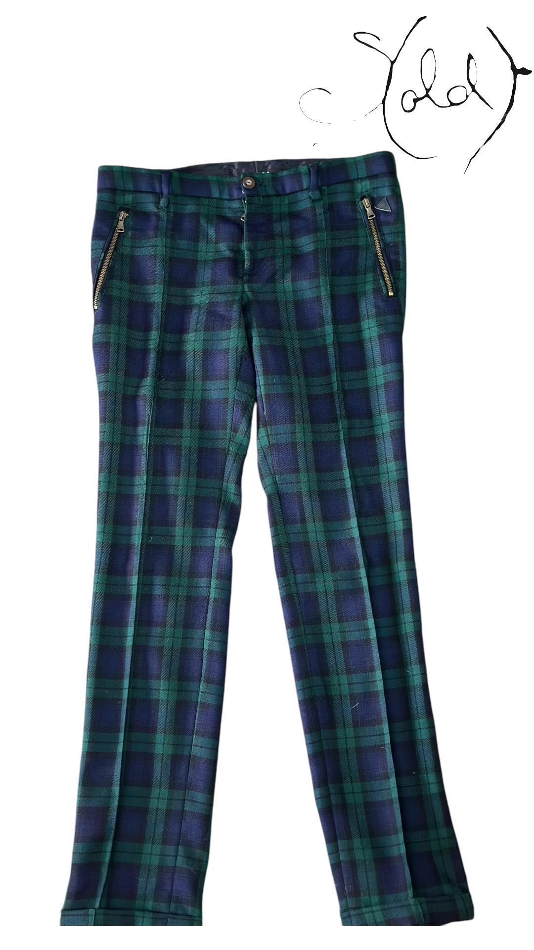 Dolce & Gabbana Plaid Wool Trousers | Sold Attire