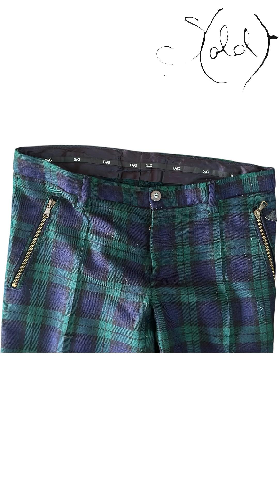 Dolce & Gabbana Plaid Wool Trousers | Sold Attire