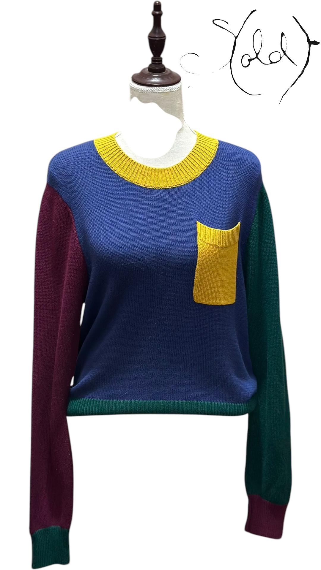 Dangerfield Colour Block Wool Jumper – Retro Statement | Sold Attire