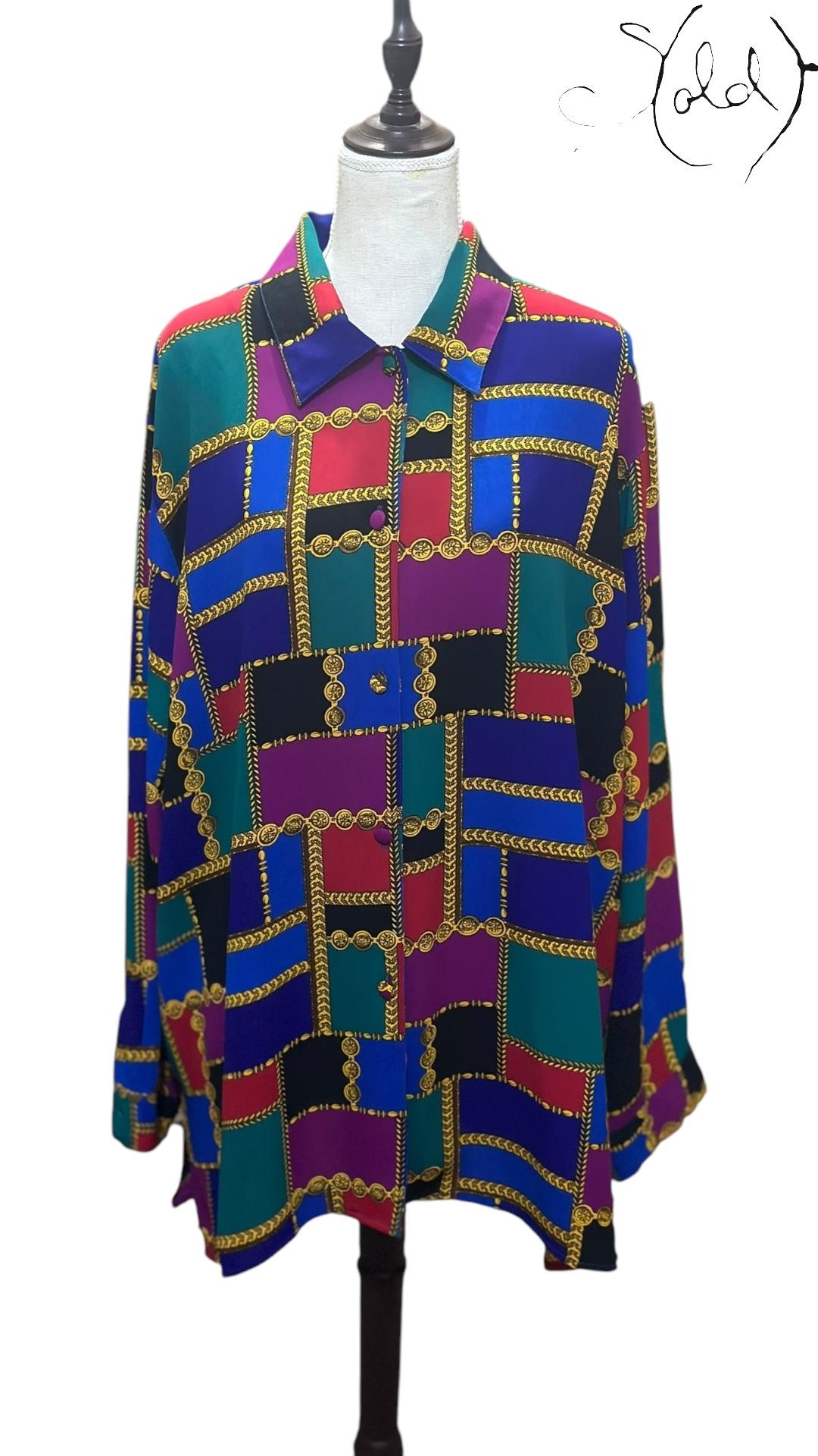 Sold Attire Shirt Chain Patchwork Blouse – Statement Vintage | Sold Attire