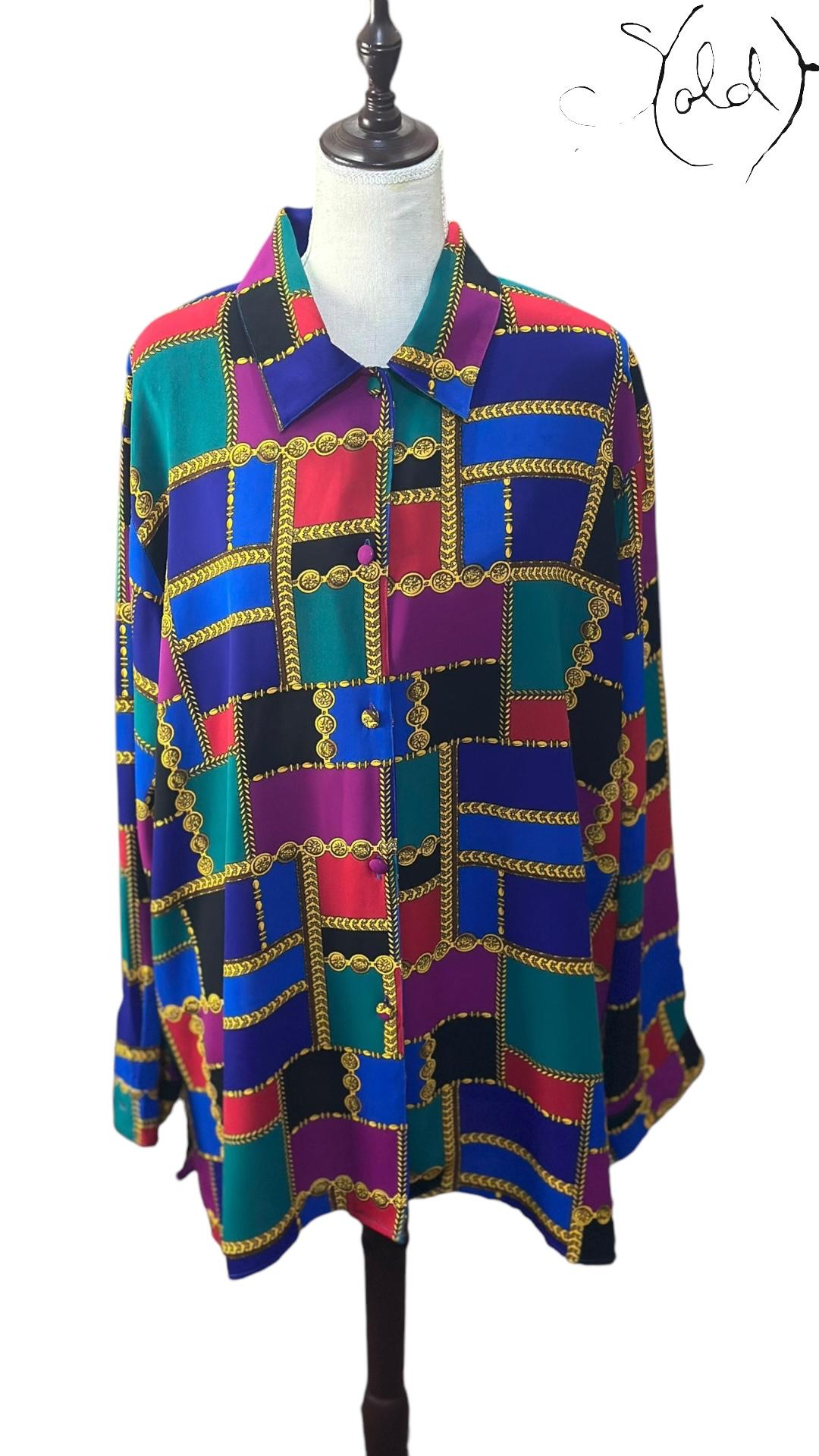 Sold Attire Shirt Chain Patchwork Blouse – Statement Vintage | Sold Attire