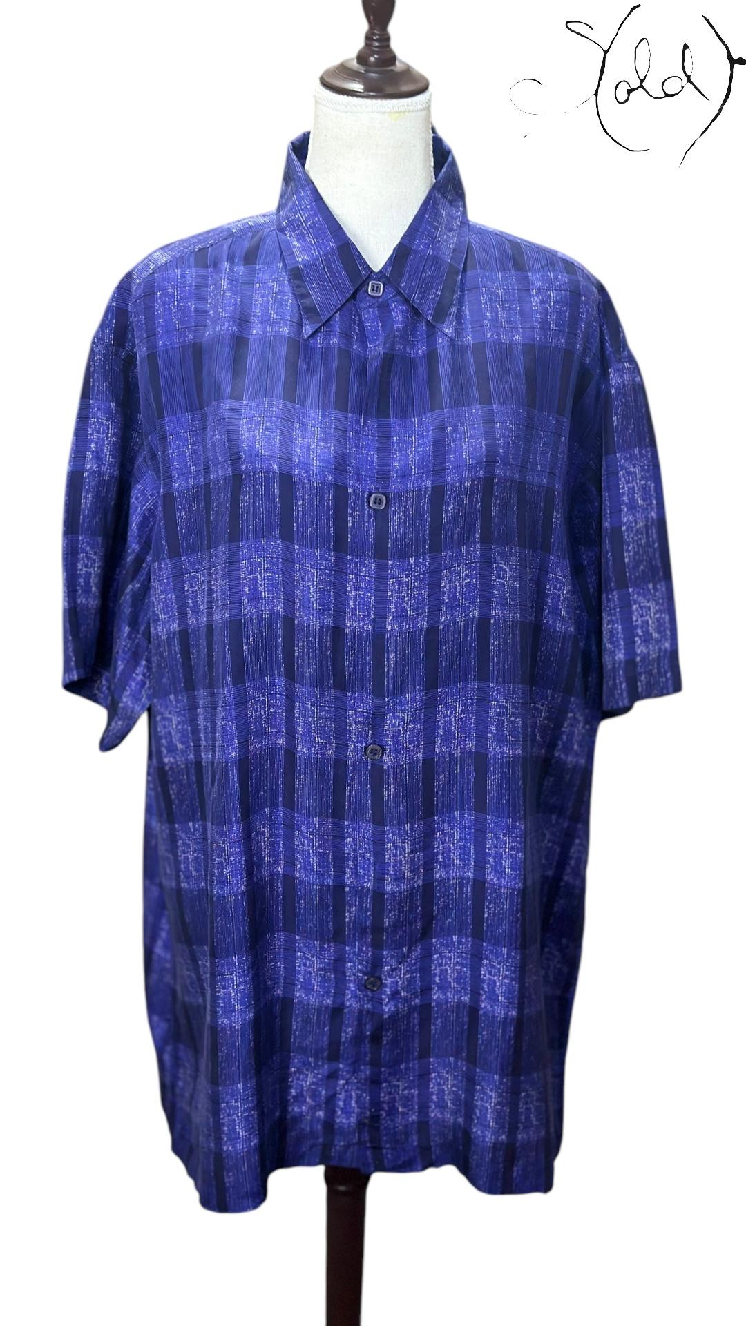 Sold Attire Shirt Silk Plaid Shirt in Cobalt – Soft Structure | Sold Attire