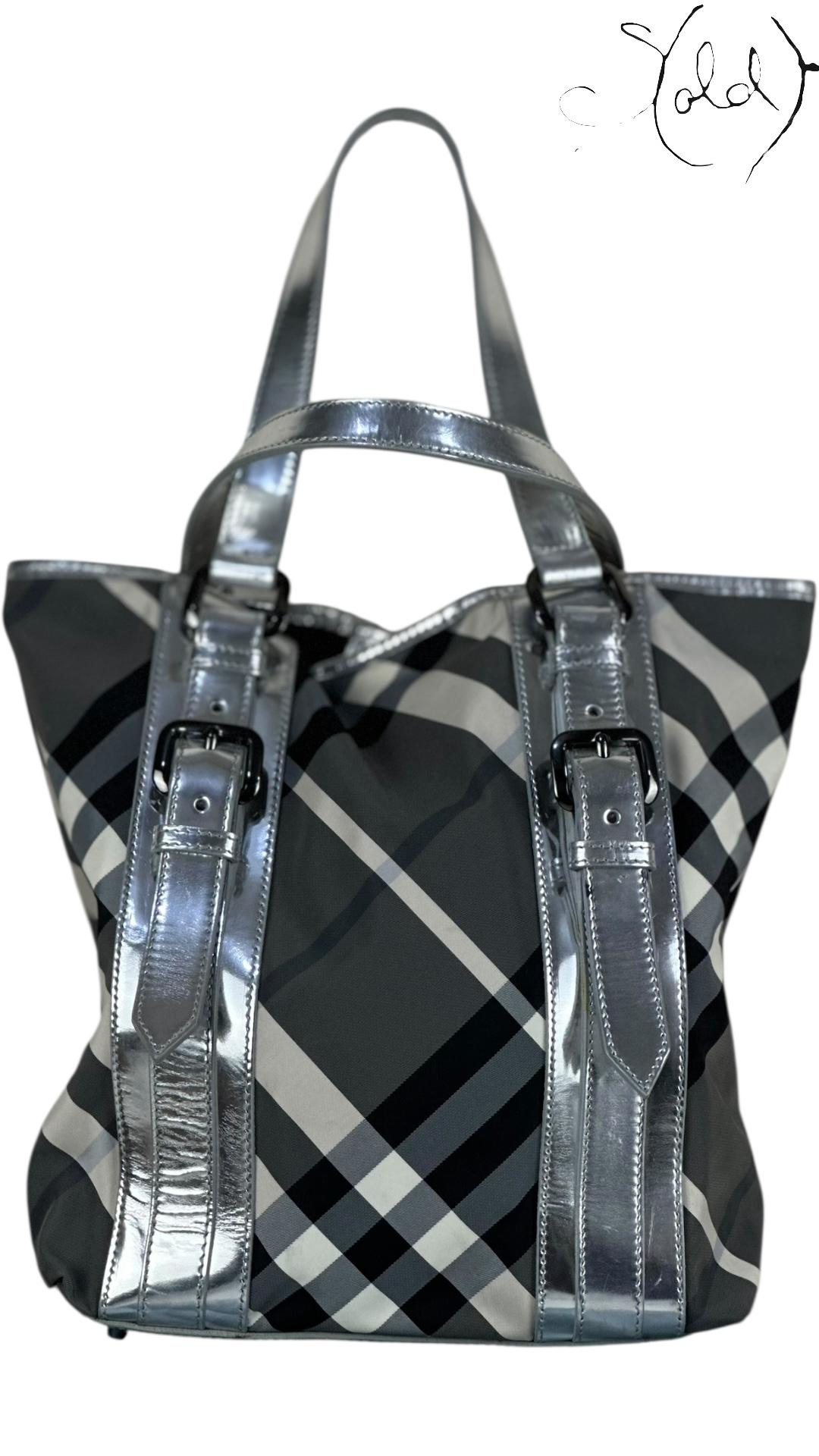 Sold Attire Bag Burberry Victoria Tote – Silver Beat Check Nylon (New) | Sold Attire