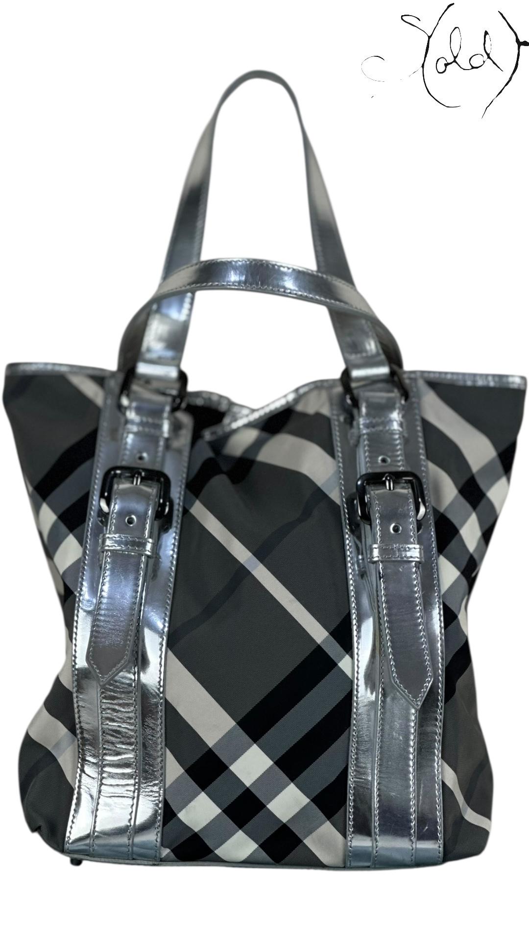 Sold Attire Bag Burberry Victoria Tote – Silver Beat Check Nylon (New) | Sold Attire