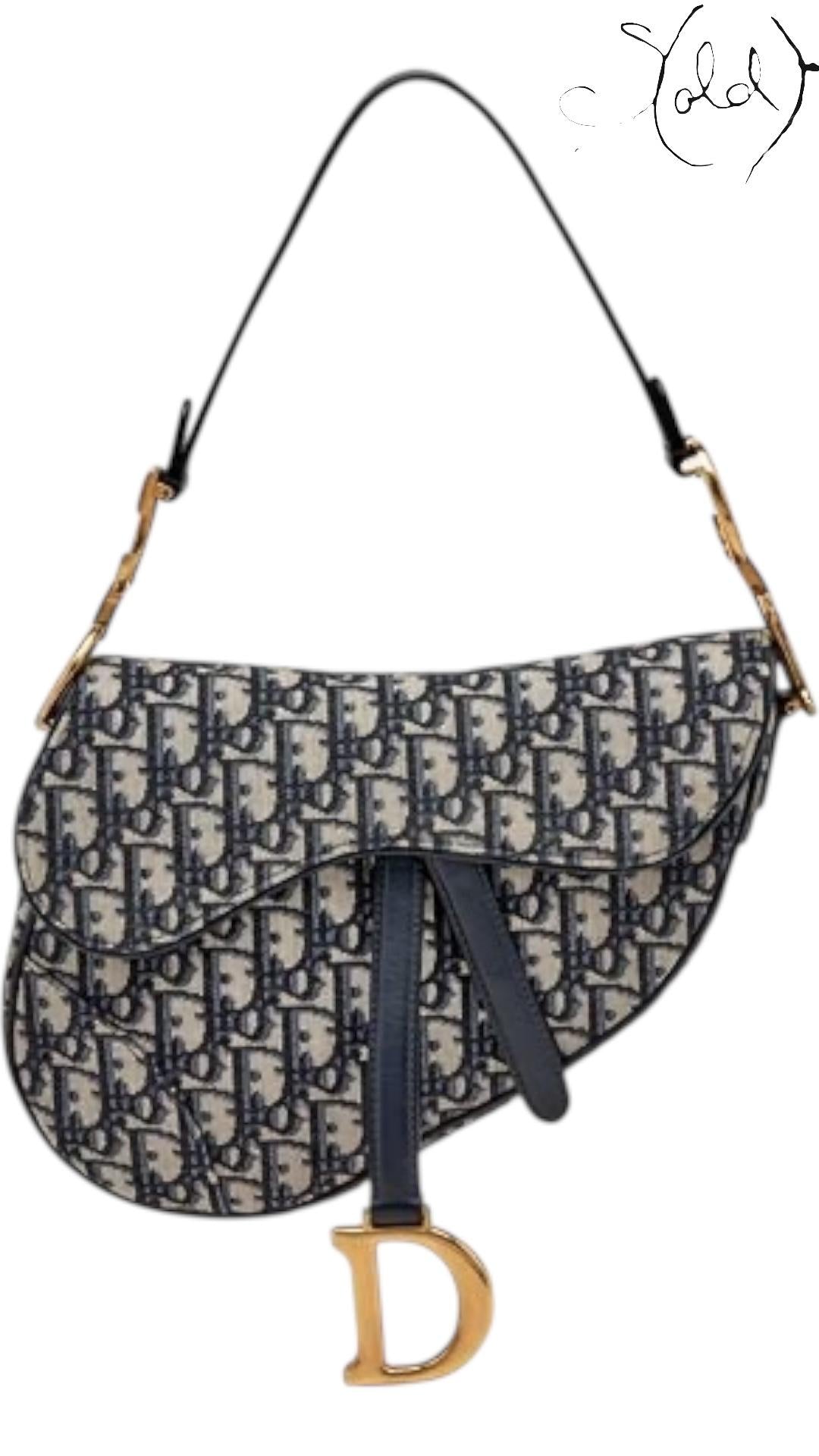 Sold Attire Bag Title: Christian Dior Oblique Saddle Bag – Medium Blue Jacquard | Sold Attire