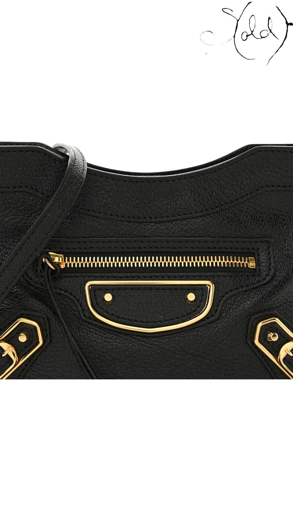 Balenciaga Black Chevre Leather Metallic Edge Hip Bag, Back view | Sold Attire