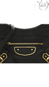 Balenciaga Black Chevre Leather Metallic Edge Hip Bag, Back view | Sold Attire