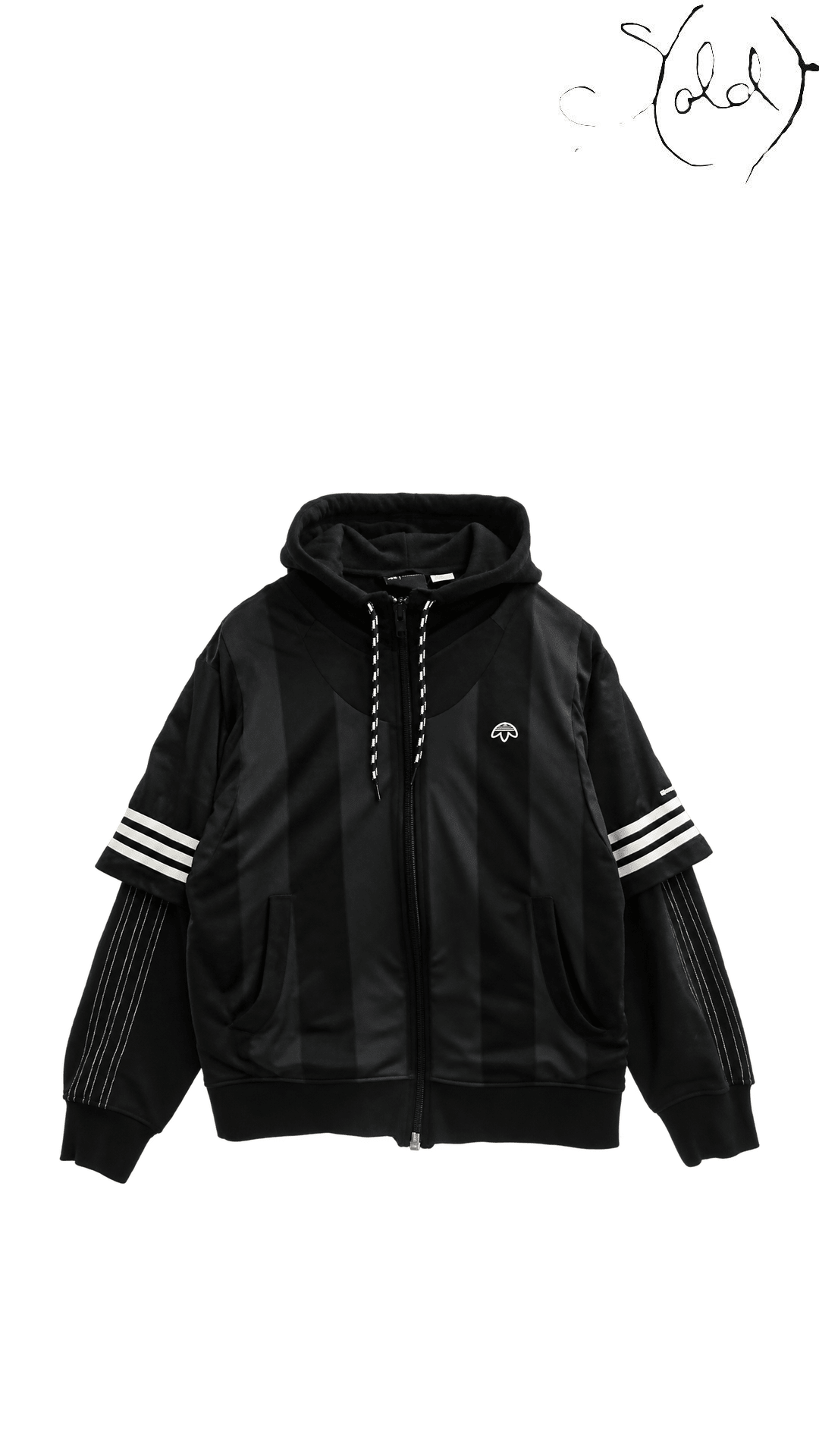 adidas x Alexander Wang Black Wangbody Layered Hoodie XS, front layered hoodie