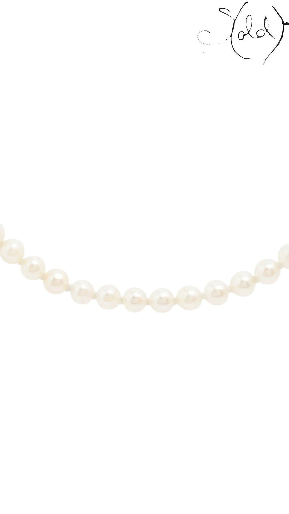 Sold Attire long cream-white Akoya pearl necklace with a lustrous, uniform strand design.
