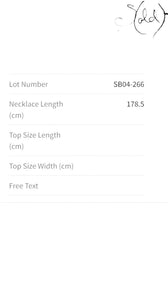 Sold Attire product specification card showing a 178.5 cm length for the Akoya long pearl necklace
