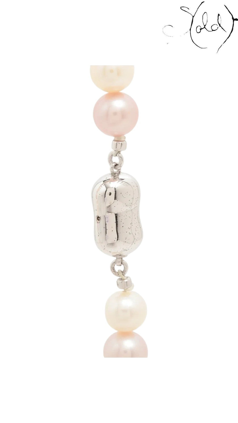 Sold Attire pink and peach Akoya pearl necklace featuring a polished SV925 silver clasp detail