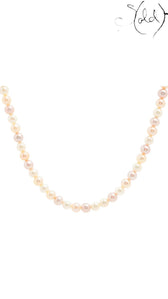 Sold Attire pink and peach Akoya pearl necklace with a 43cm strand and SV925 silver clasp.