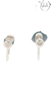 Sold Attire dark green-blue Akoya pearl earrings with K14 white gold screw-back hardware