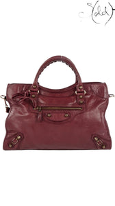BALENCIAGA Agneau Giant 12 City – Cassis with Rose Gold Hardware, Authenticated Pre-Owned | Sold Attire