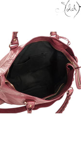 BALENCIAGA Agneau Giant 12 City – Cassis with Rose Gold Hardware, Interior view | Sold Attire
