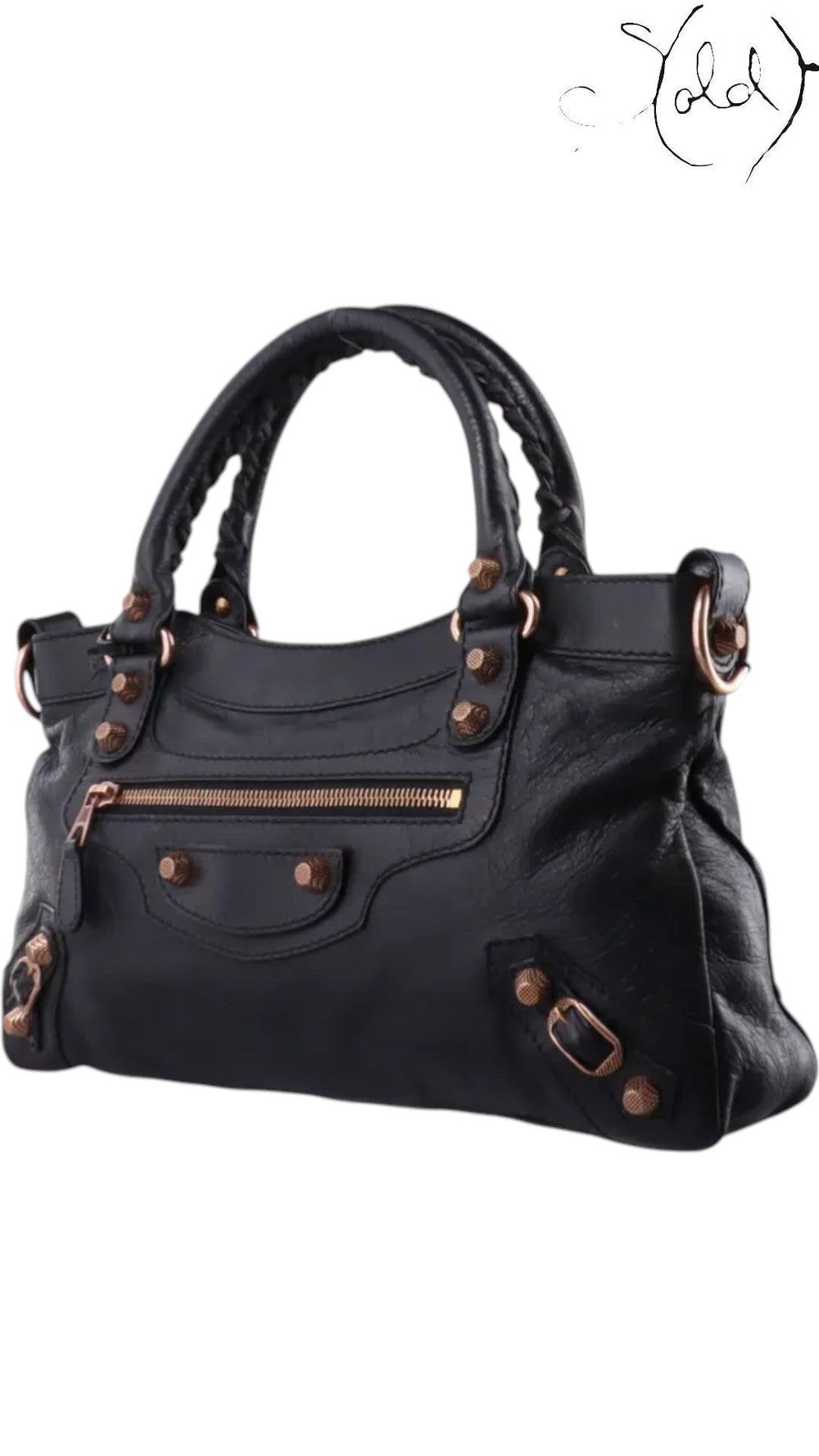 Balenciaga City Black Smooth Calfskin Rose Gold 2018, Back view | Sold Attire