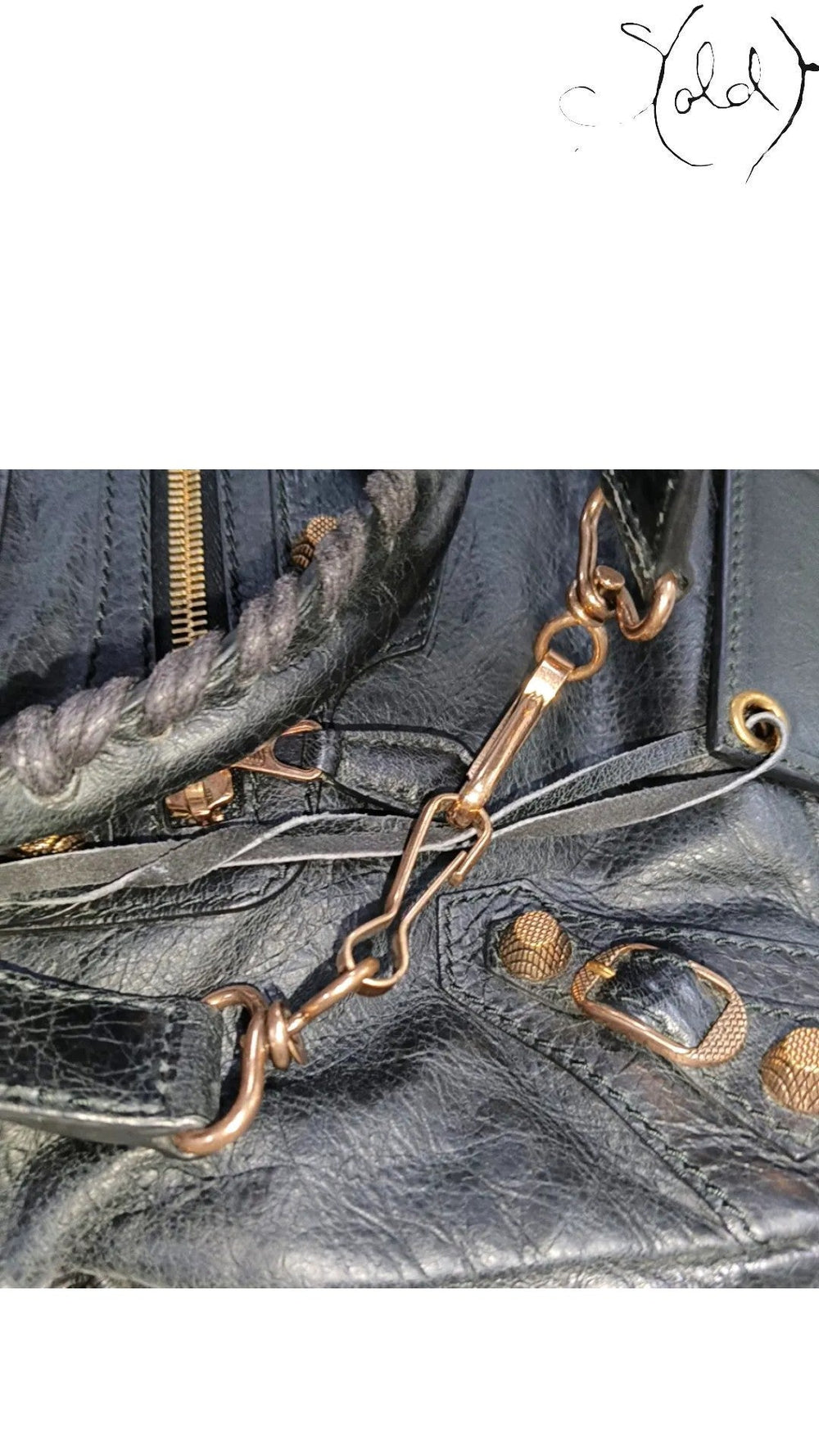 Balenciaga City Black Smooth Calfskin Rose Gold 2018, Close-up | Sold Attire