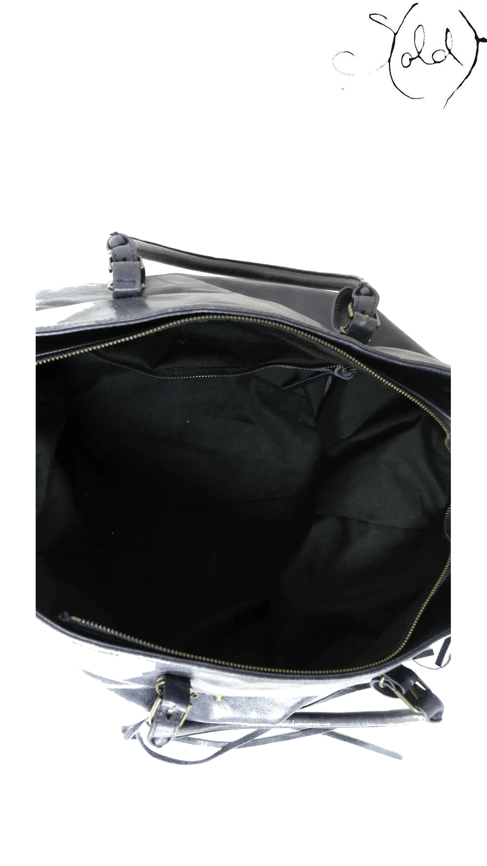 Balenciaga Dark Blue Leather City Tote: interior view