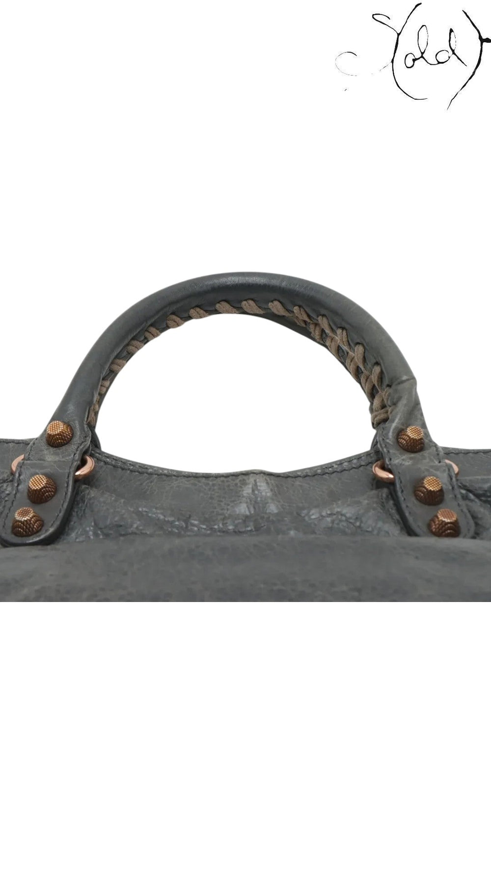 Sold Attire Balenciaga Giant City 2-Way Bag in distressed green leather with aged metal hardware and braided handles.