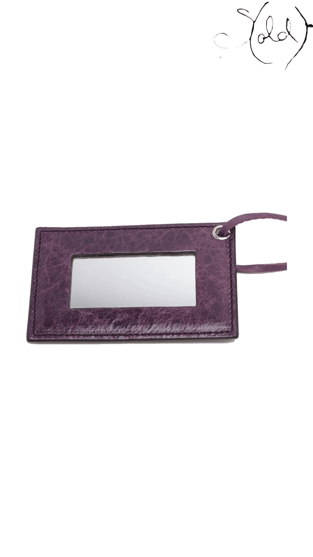 Balenciaga Giant Work Purple Leather Handbag: matching leather-framed mirror view