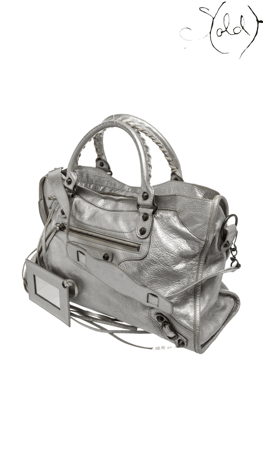 Balenciaga Metallic Classic City Small angled front view