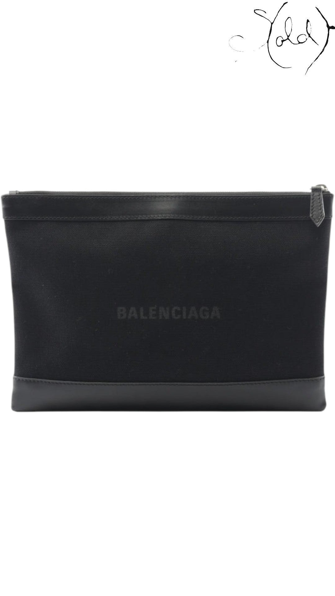 BALENCIAGA　ネイビー クリップ M キャンバス　クラッチバック Balenciaga Navy Clip M Clutch | Sold Attire