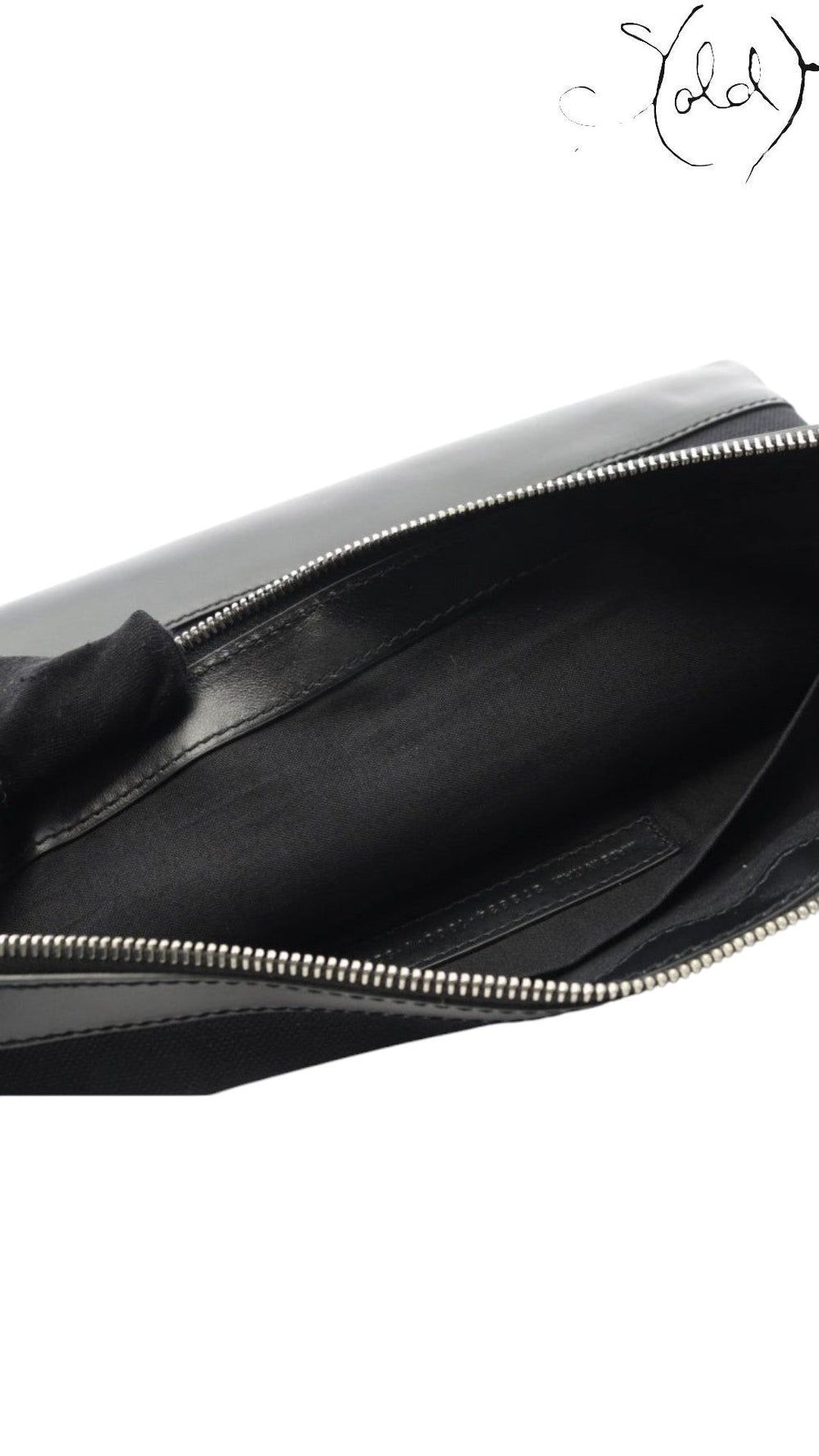 Balenciaga Navy Clip M black canvas clutch material detail