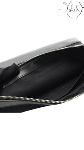 Balenciaga Navy Clip M black canvas clutch material detail