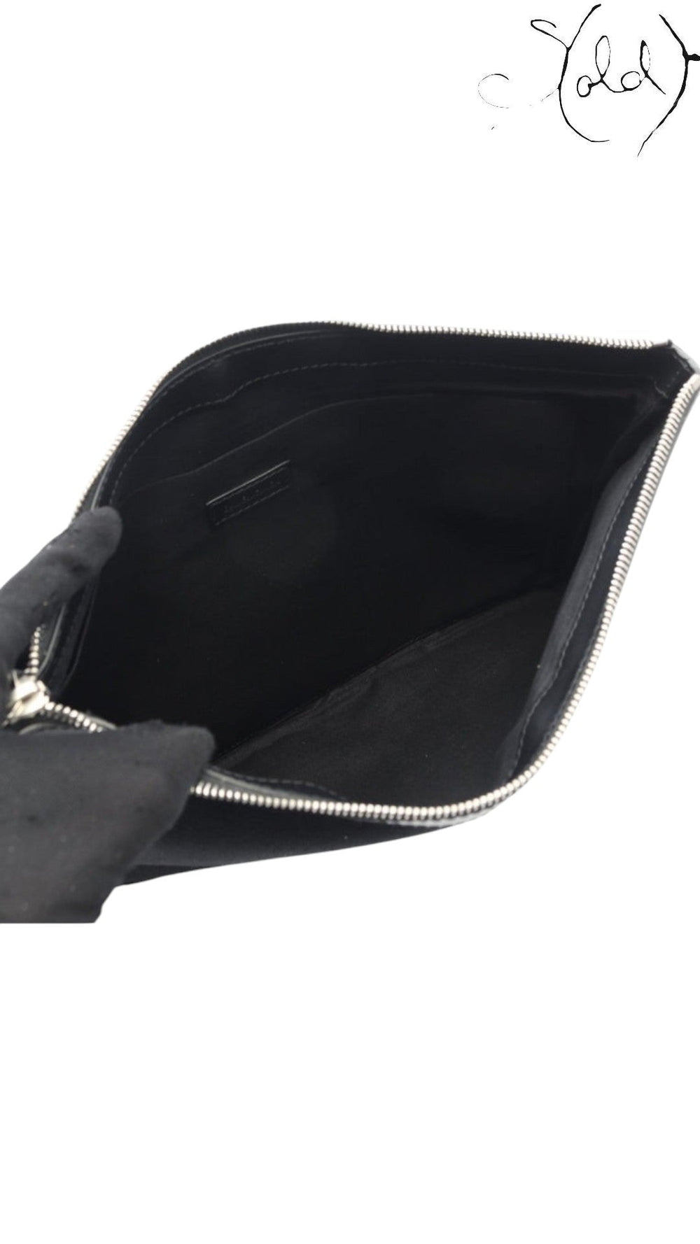 Balenciaga Navy Clip M black canvas clutch logo detail