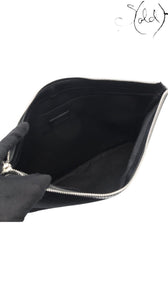 Balenciaga Navy Clip M black canvas clutch logo detail