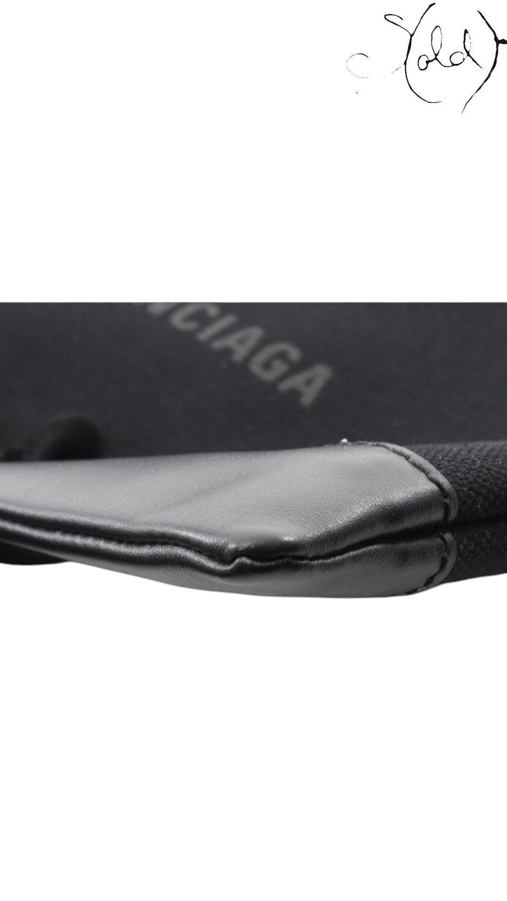 Balenciaga Navy Clip M black canvas clutch interior detail