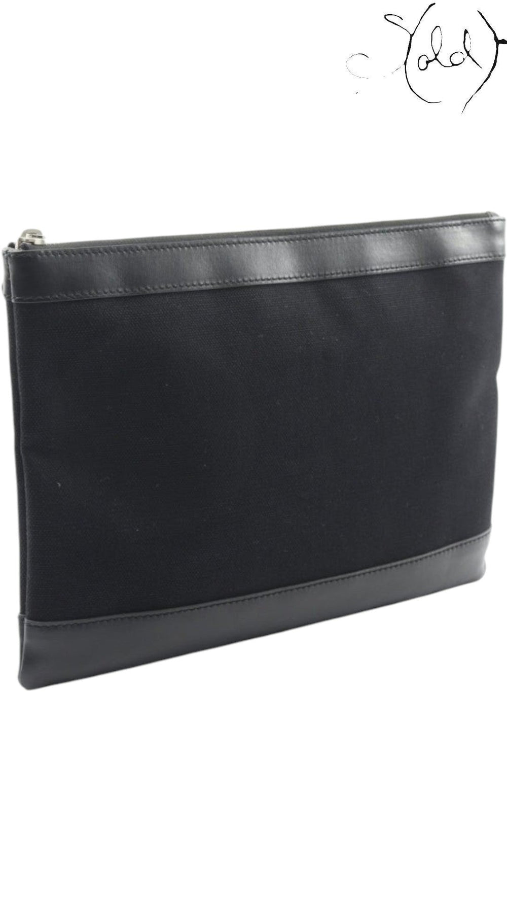 Balenciaga Navy Clip M black canvas clutch reverse view