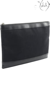 Balenciaga Navy Clip M black canvas clutch reverse view