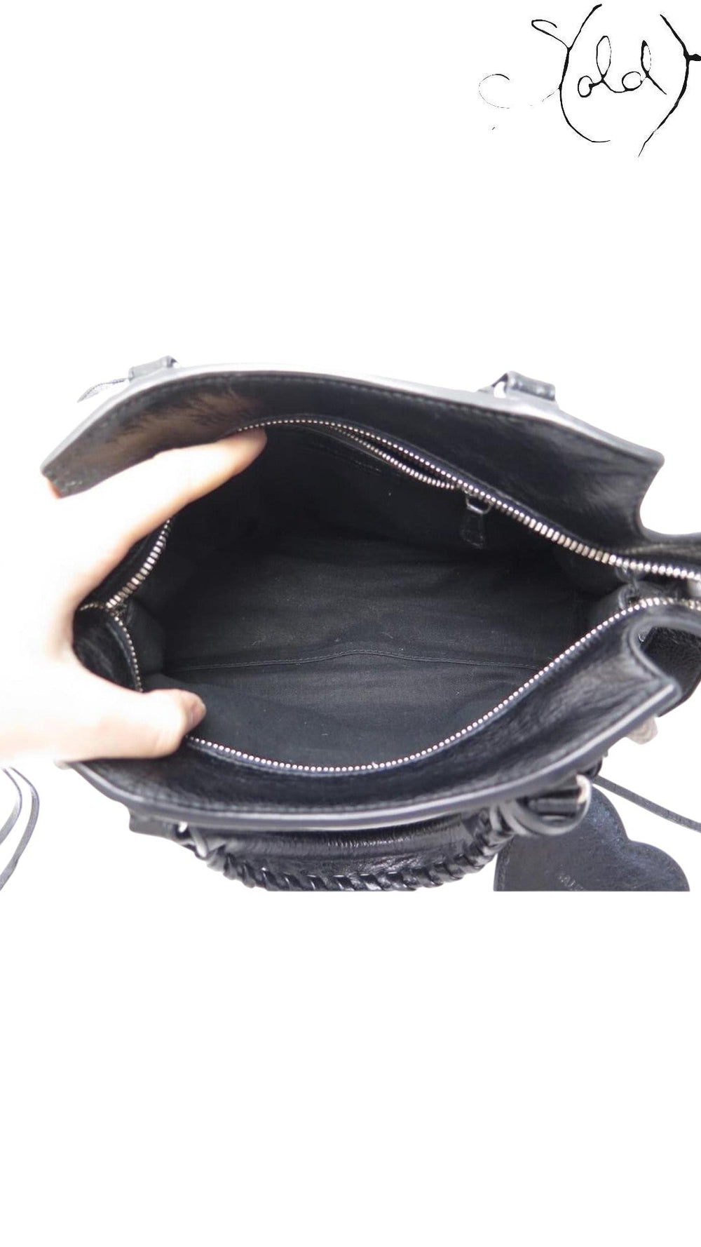 Balenciaga Neo Cagole XS Black Lambskin Bag mirror and stud detail