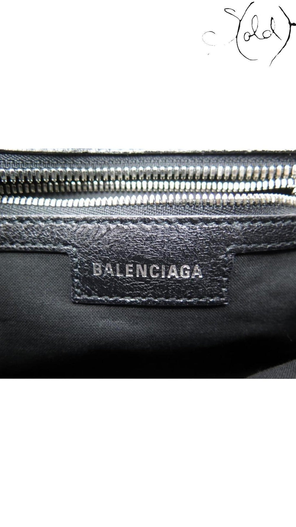 Balenciaga Neo Cagole XS Black Lambskin Bag interior logo detail