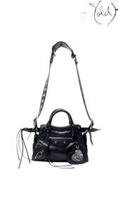 Balenciaga Neo Cagole XS Black Lambskin Bag angled front view
