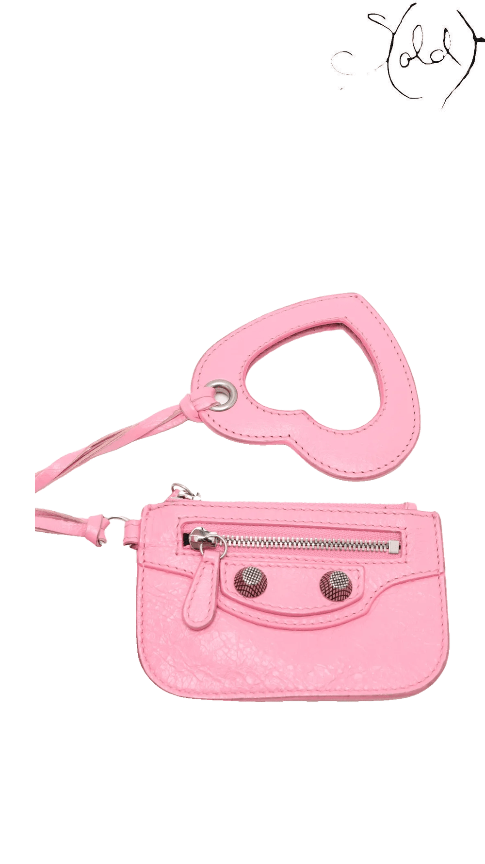 Balenciaga Neo Cagole XS pink leather bag: heart mirror and detachable pouch inclusion
