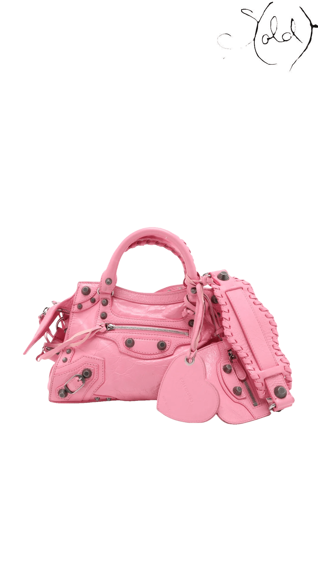 Balenciaga Neo Cagole XS pink leather bag: front view
