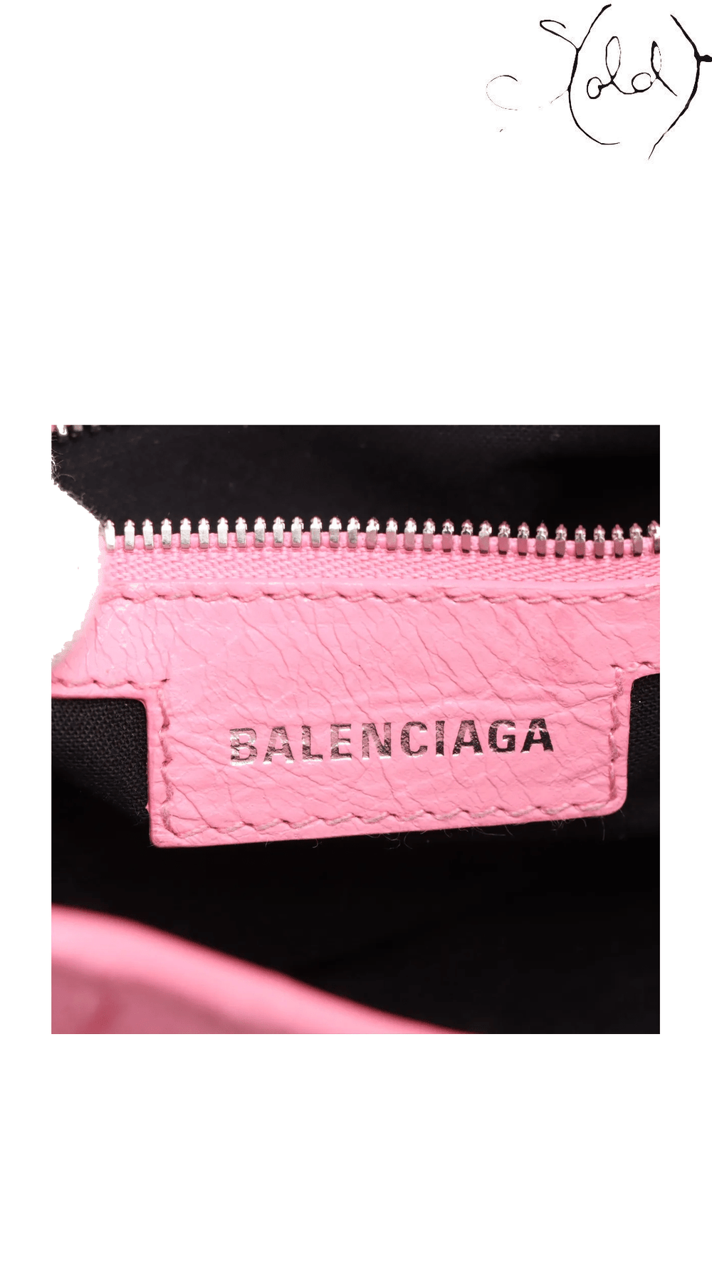 Balenciaga Neo Cagole XS pink leather bag: maker and serial detail