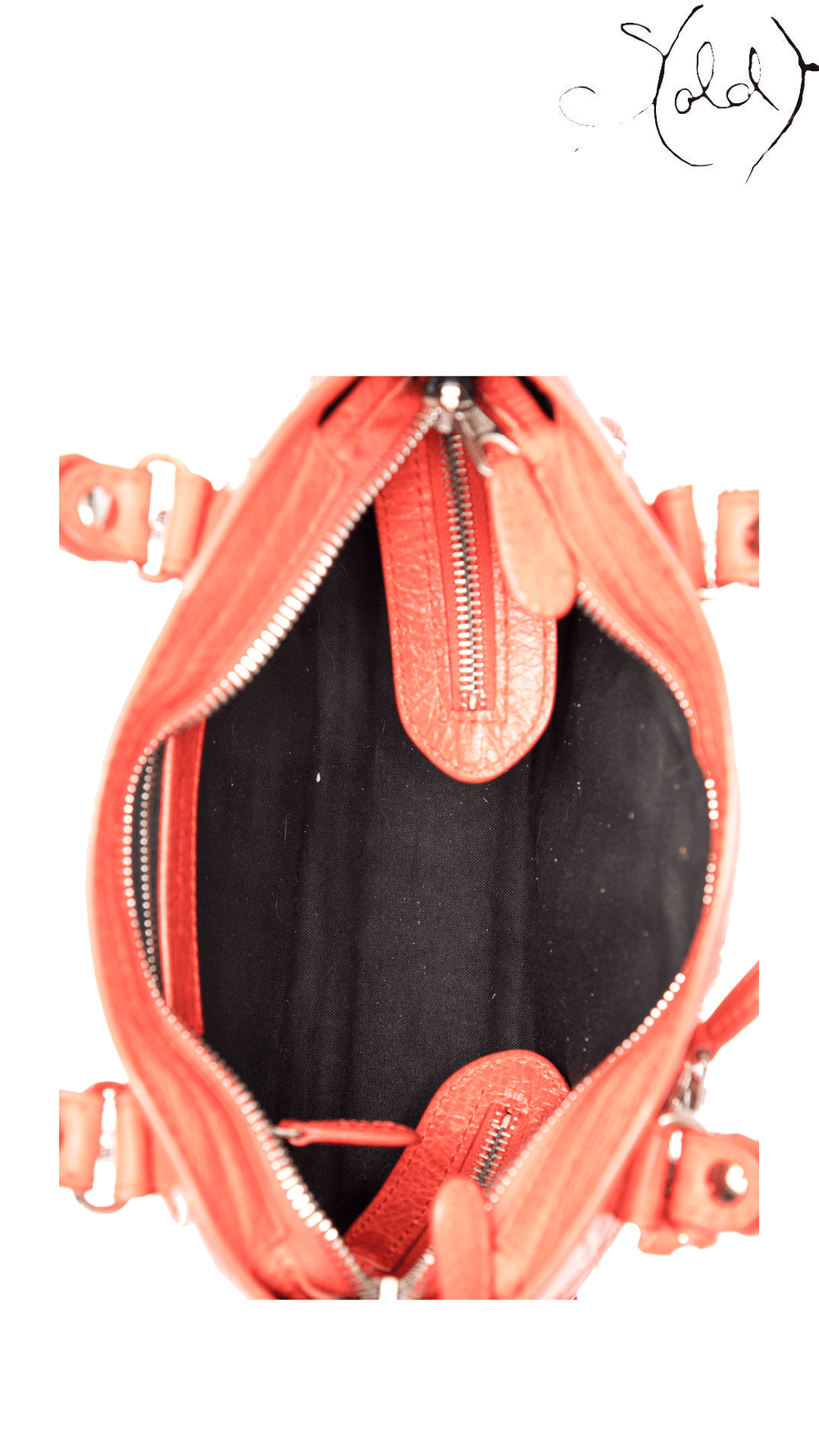 Balenciaga Orange Leather Mini City Giant Bag: interior view