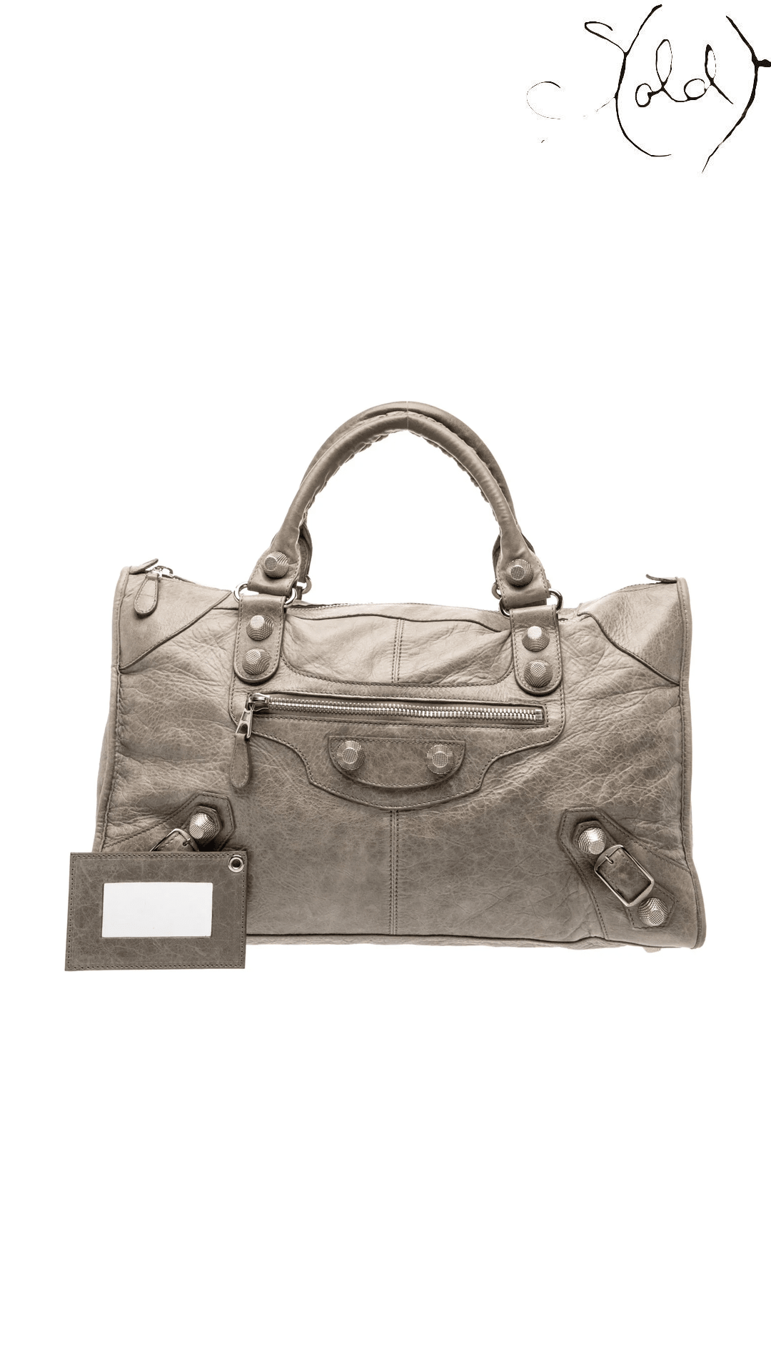 Balenciaga Work neutral leather front view