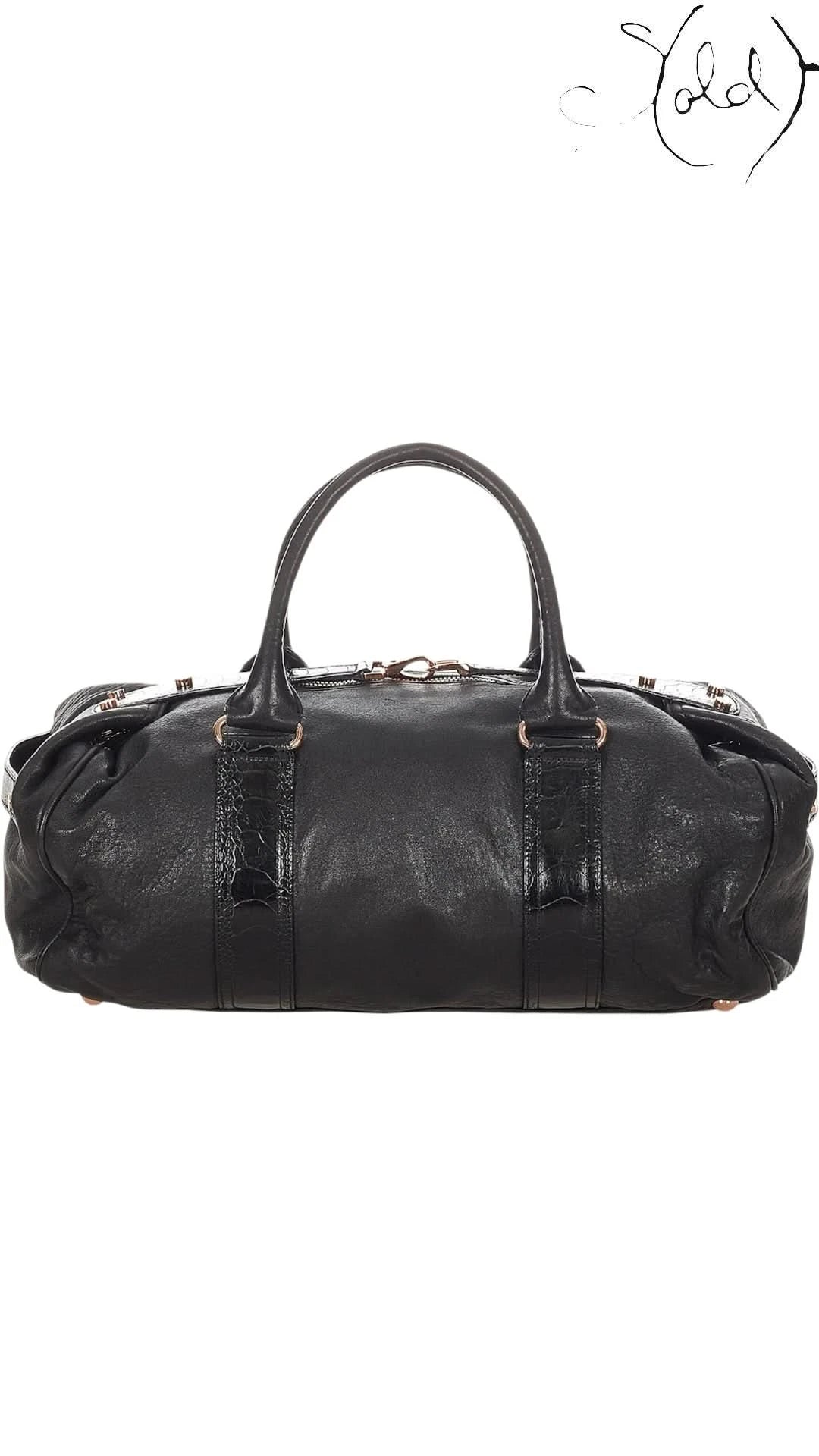 Balenciaga Bags variant_title Balenciaga Black Whistle Lambskin Boston Bag 2000s | Sold Attire