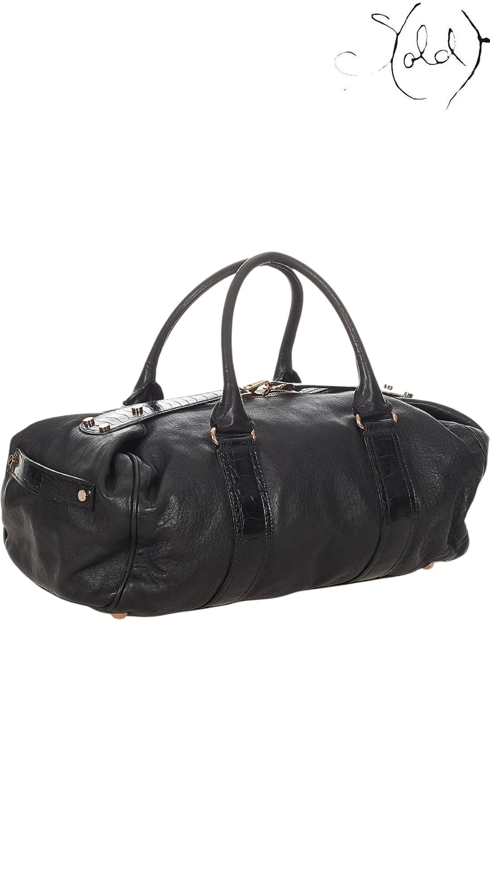 Balenciaga Black Whistle Lambskin Boston Bag 2000s, Back view | Sold Attire