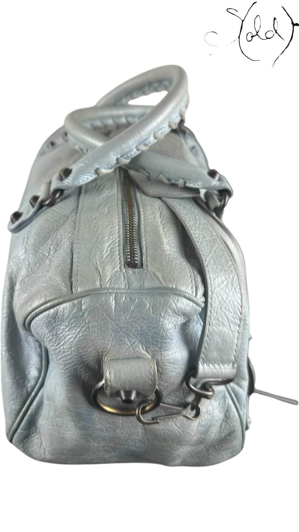 Balenciaga Classic City – Powder Blue Agneau, Hardware detail | Sold Attire