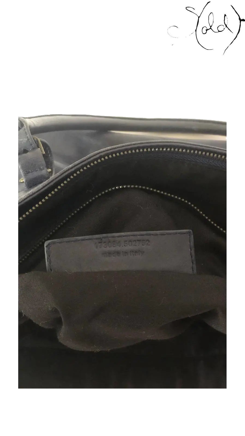 Balenciaga Dark Blue Leather City Tote: reverse tag detail