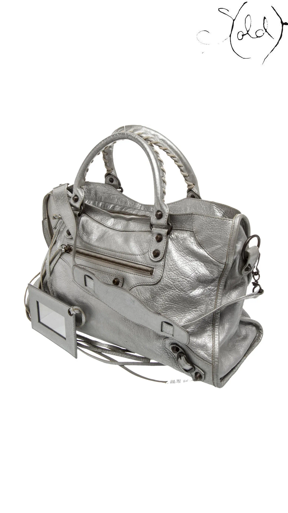 Balenciaga Metallic Classic City Small angled front view